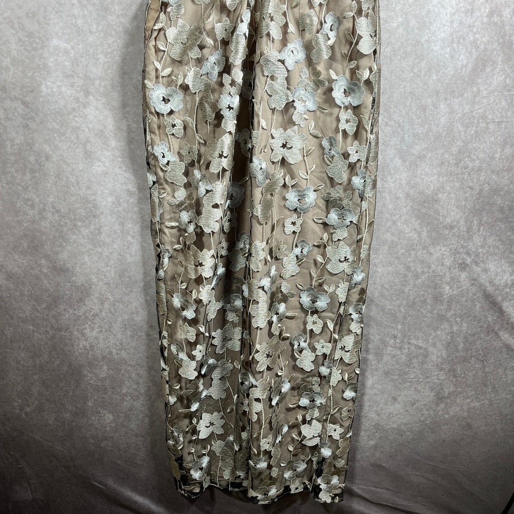 JS Collection Floral‎ Embroidered Evening Long Dress Womens 6 Oyster Black NEW - Picture 7 of 15